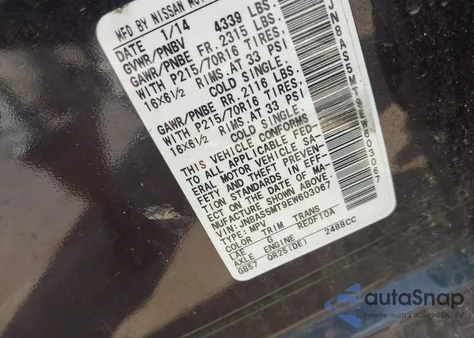 2014 Nissan Rogue Select S из США, поврежденный, VIN JN8AS5MT9EW603067